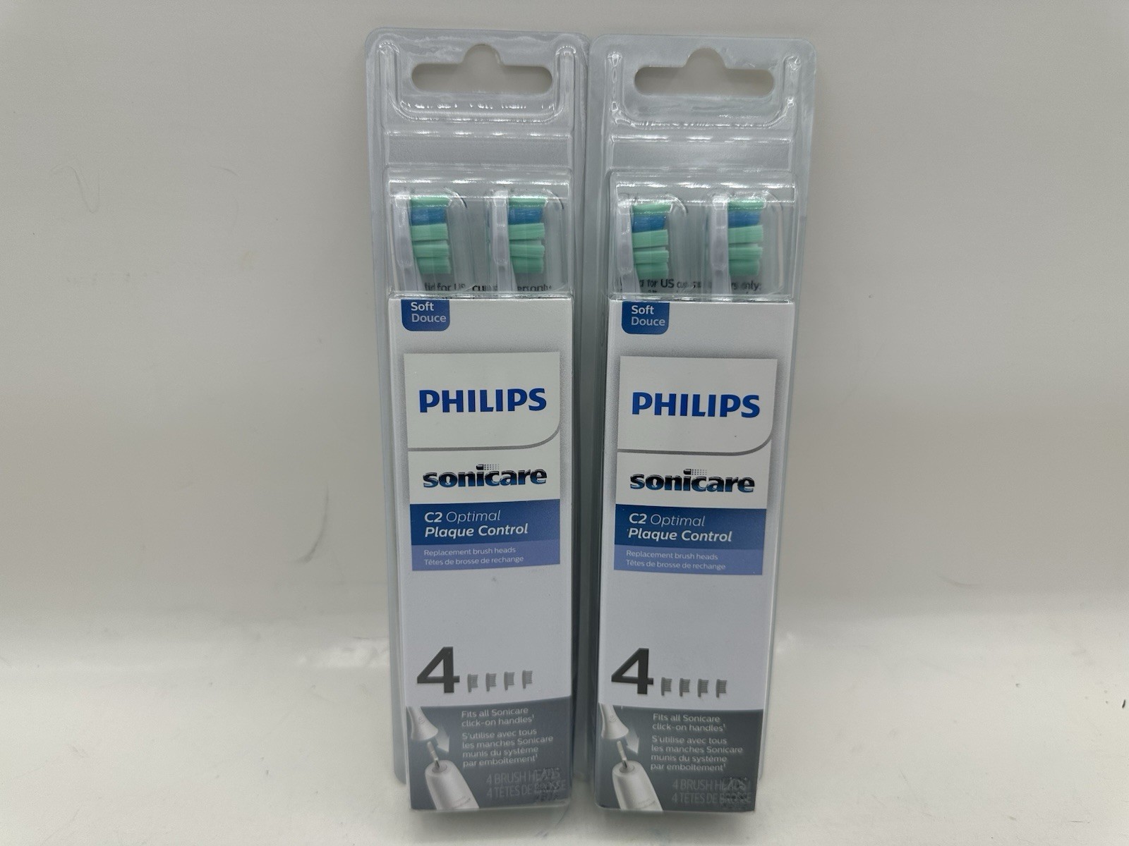 2 Pack (8 Heads) Philips Sonicare C2 Optimal Plaque Control Toothbrush Heads New