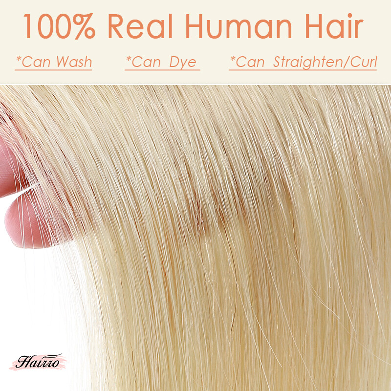 HAIRRO 100% Human Hair Short Clip in Hairpiece One Piece Toupee Fluffy Topper