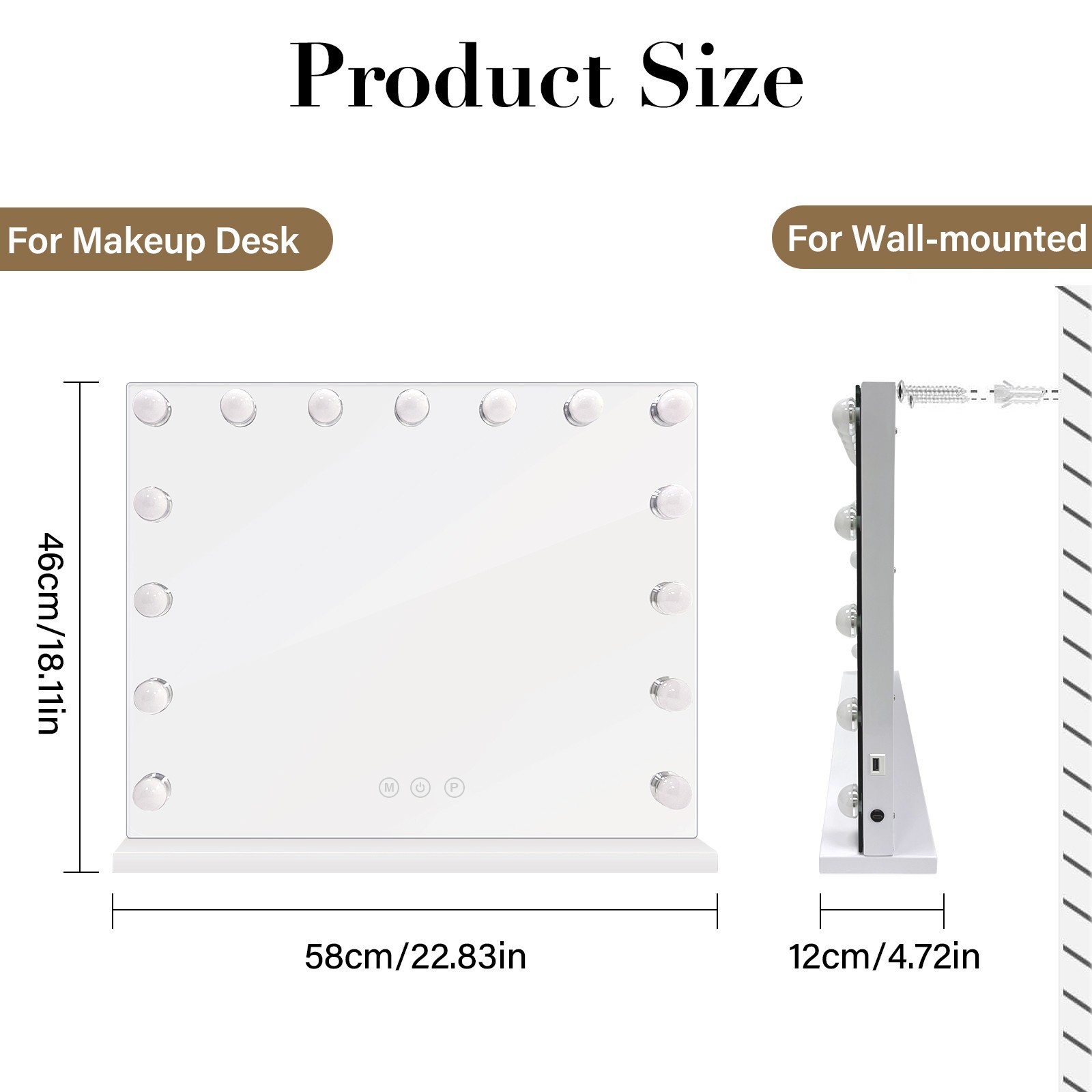 Hollywood Vanity Mirror /Makeup Mirror with Lights / Dimmable / Touch Control
