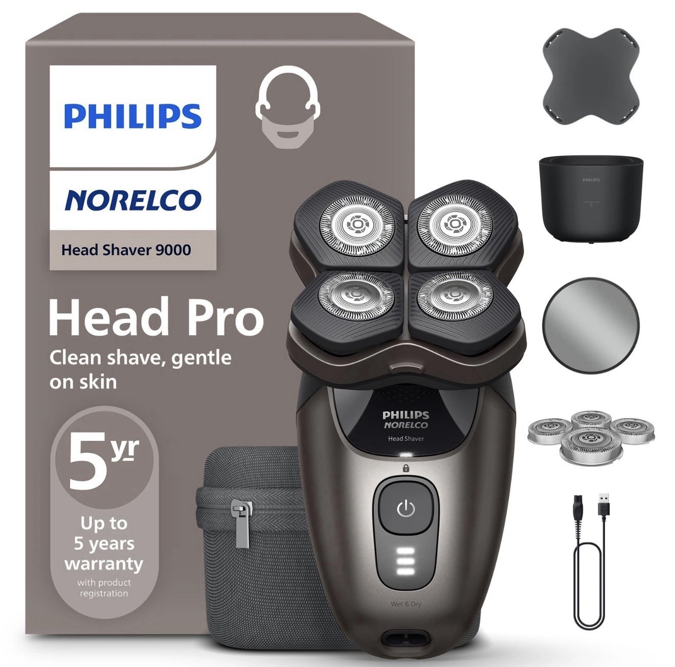 Philips Norelco Head Shaver 9000 Head Pro Wet & Dry Open Box (NEW)