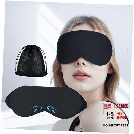 Cool Touch Cotton Eye Sleep Mask for Men & Women, Soft Breathable Black