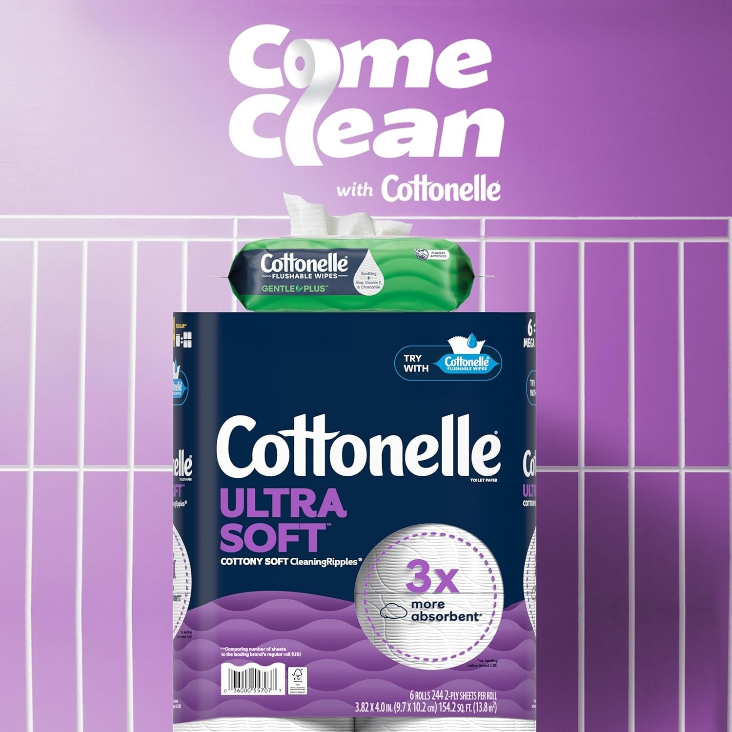 Cottonelle GentlePlus 168ct Flushable Wipes, Aloe & E, 4 Packs