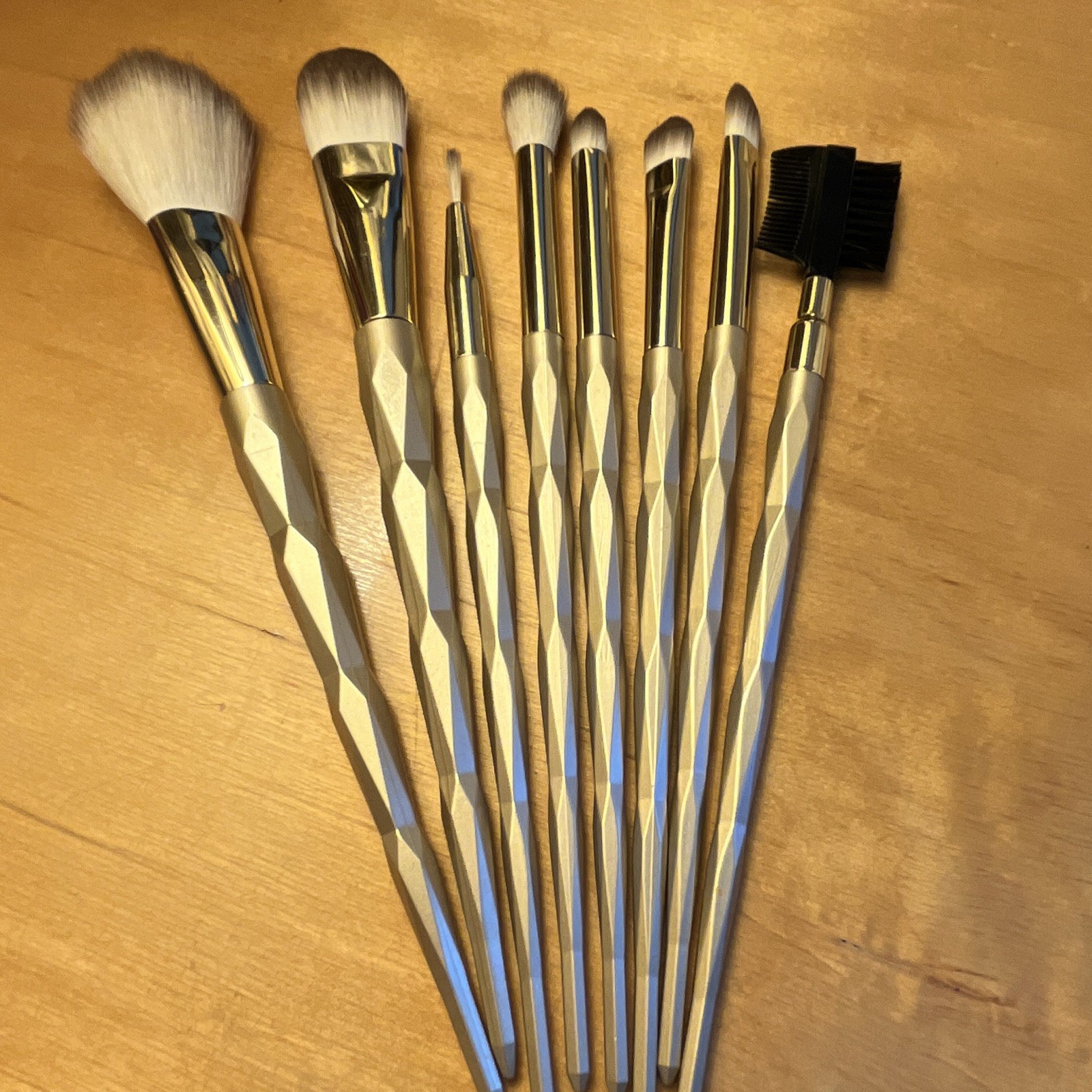 8pc Makeup Brush Set Double-Ended Synthetic Fiber /Gold/
