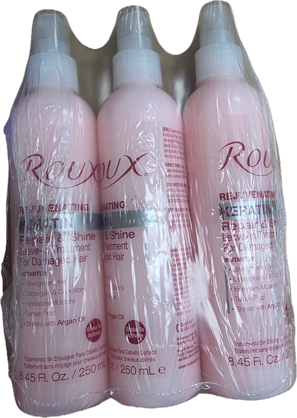 Roux Keratin Repair & Shine Leave In Treatment 8.45 oz-3 Pack