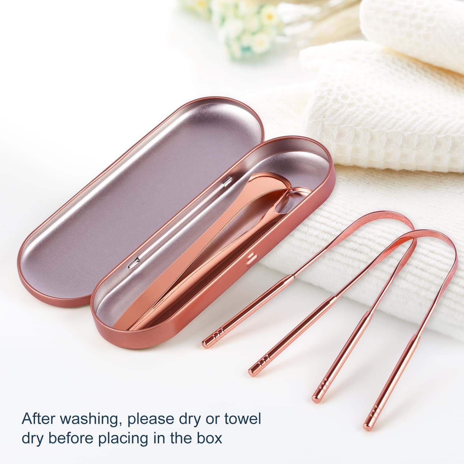 Copper Tongue Scraper, 4Pcs Tongue Scraper with Case Medical Grade for Adults