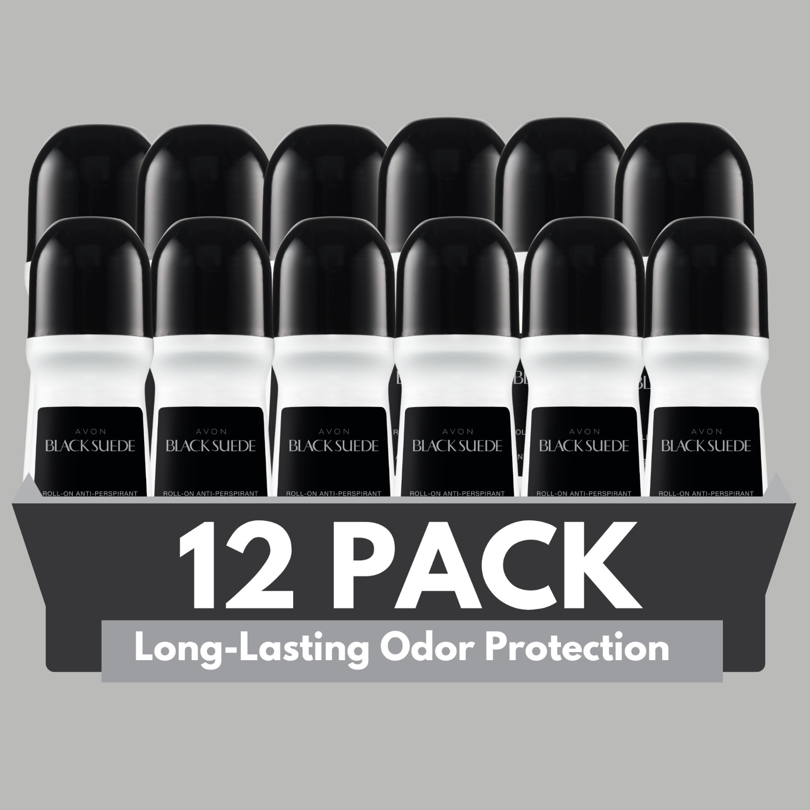 Avon Black Suede Antiperspirant Deodorant, Long-Lasting 2.6 fl oz (12-Pack)