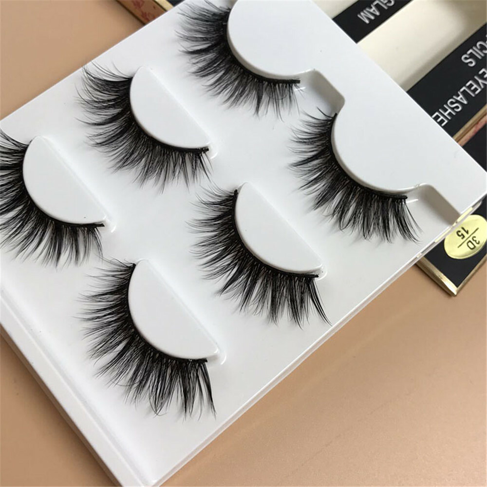3 6 15 Pairs 100% Real 3D Mink Makeup Cross False Eyelashes Eye Lashes Handmade