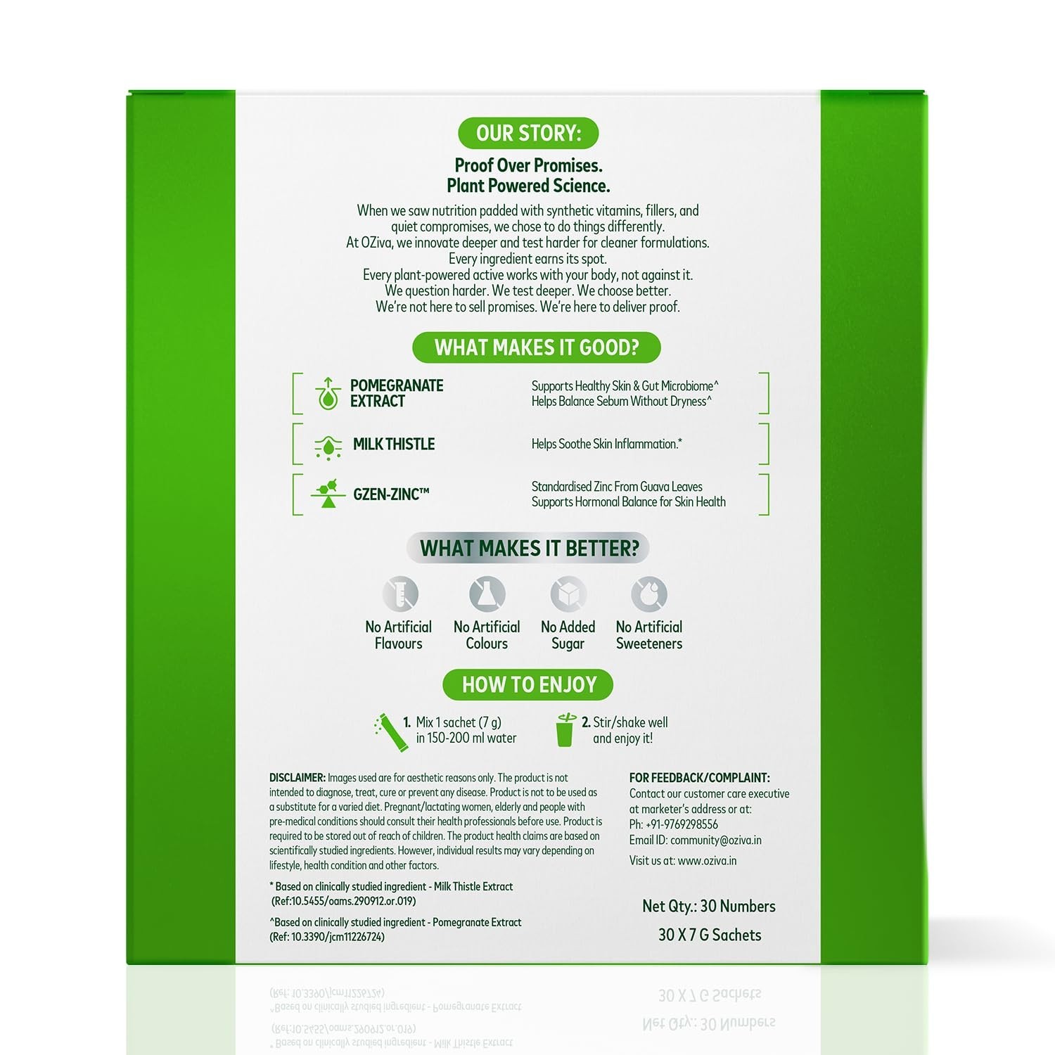 OZiva Blueberry Acne Care 30 Sachet Support Sebum Balance & Skin Hydration
