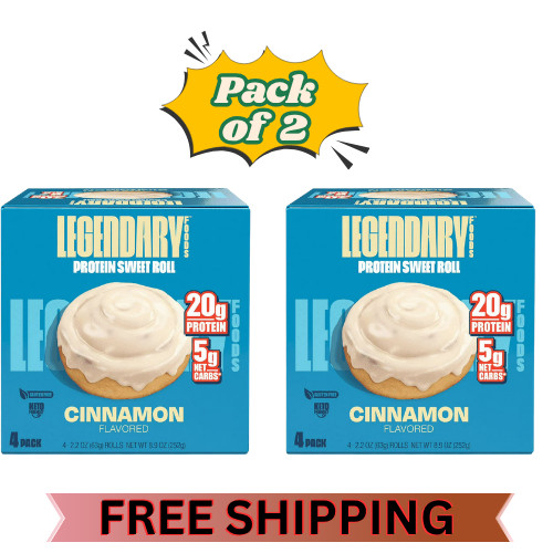 (2 PACK) Legendary Foods Protein Sweet Roll – Cinnamon 4 Pk