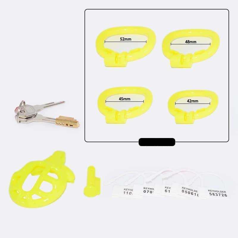 ABS resin penis chastity lock in four sizes of clasp rings with five color