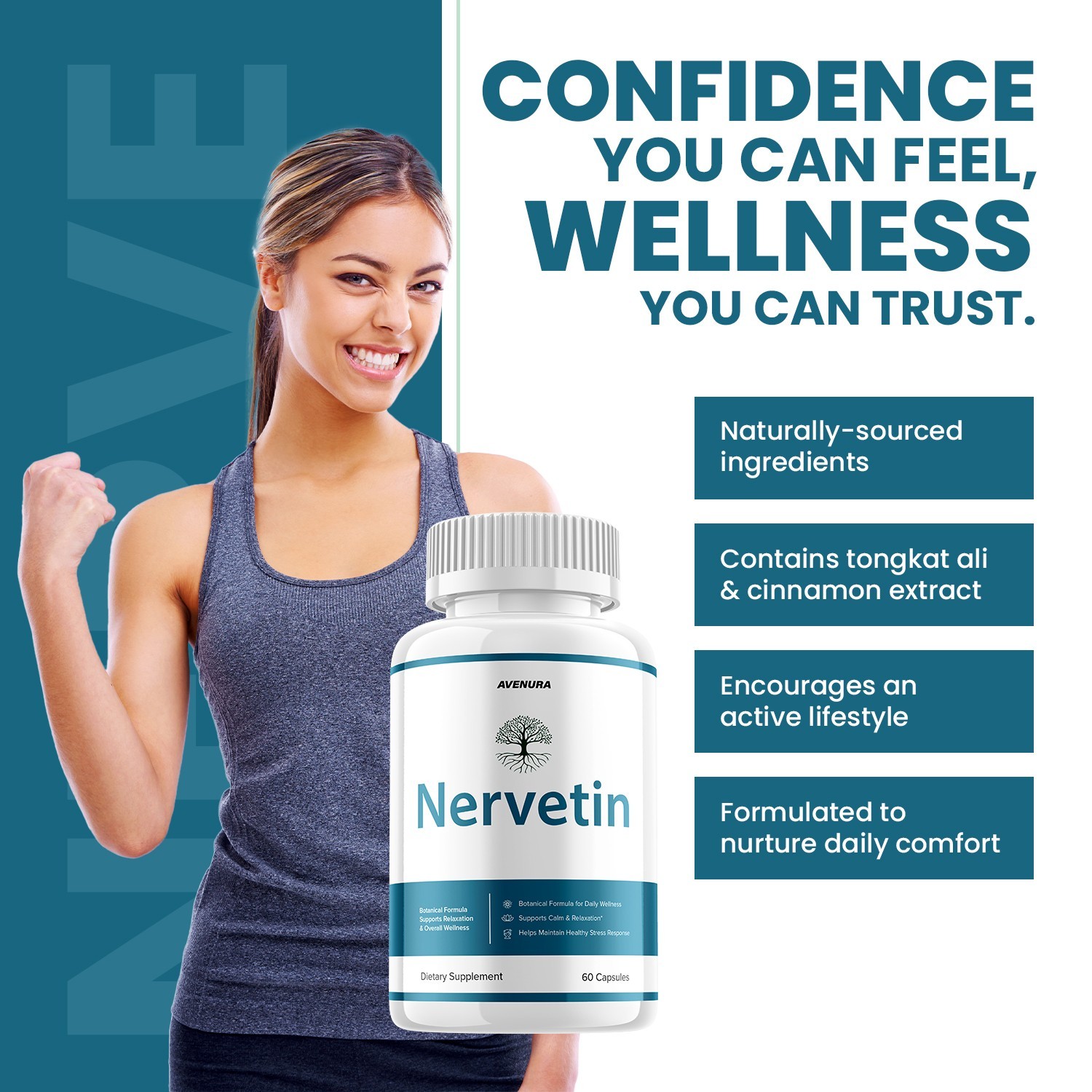 (5 Pack) Nervetin Capsules – Nervetin Natural Ingredients Nootropic Supplement