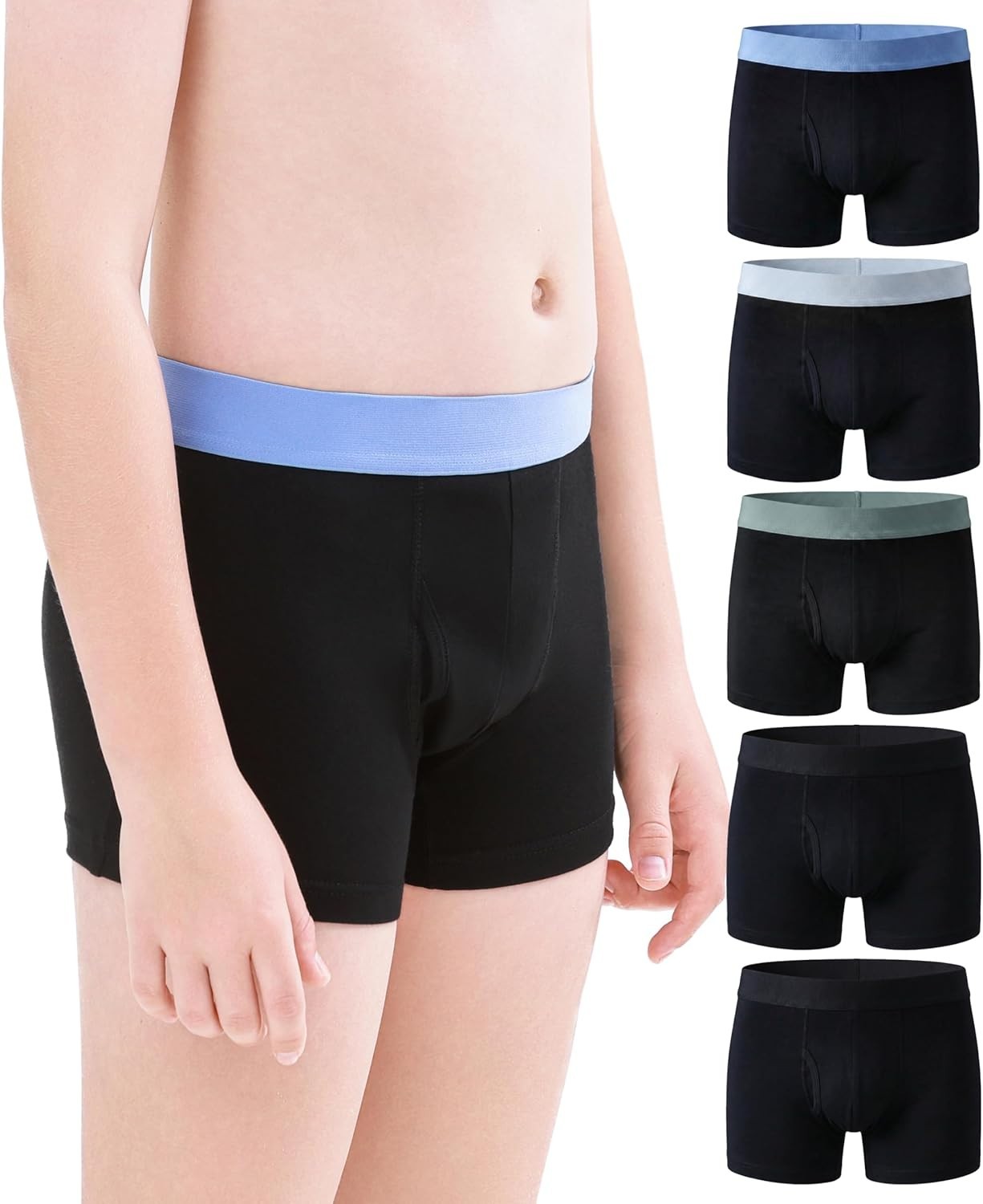 5 Pack Boys Teens Incontinence Underwear Washable Cotton Boxer Briefs – Large