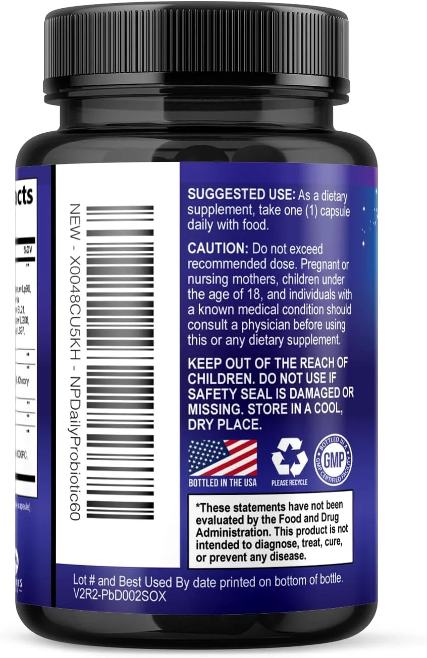 Probiotics 50 Billion CFU Per Capsule -10 Premium Strains+Digestive Enzymes