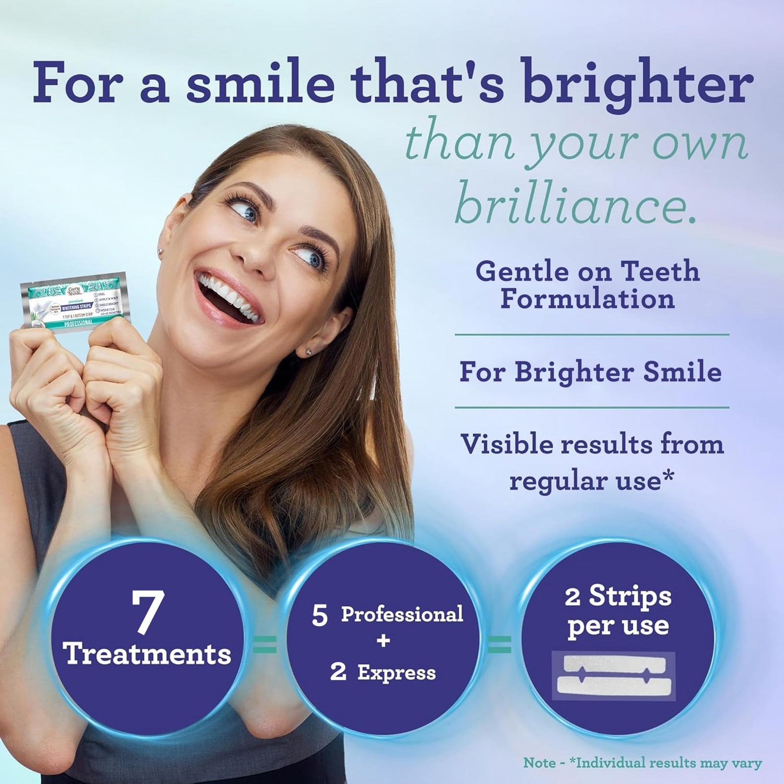 GuruNanda Teeth Whitening Strips – 7-Day Treatment with Non-Slip,
