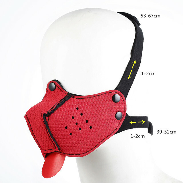 Rubber Half Face Puppy Mask Dog Slaves Hood Binding Restraint Muzzle Mask Tongue