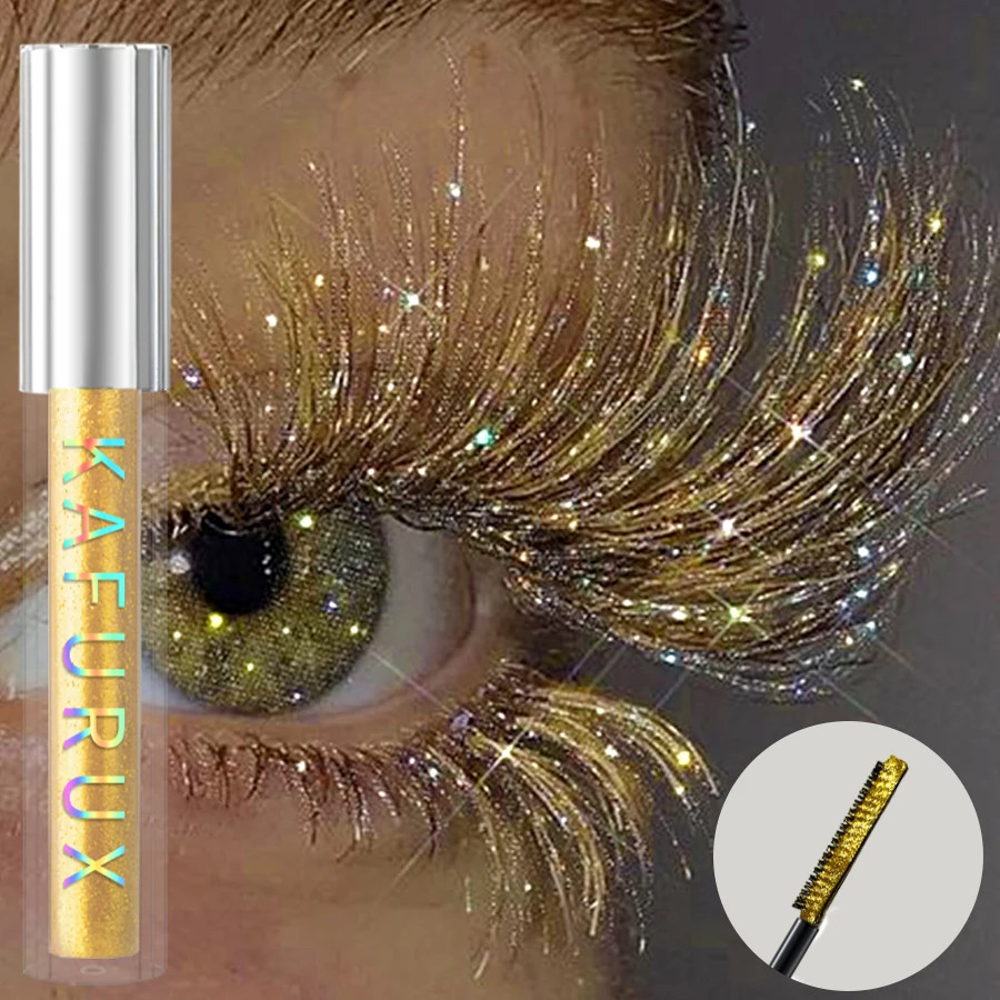 1Pc Diamond Shine Waterproof Volume Curl Mascara Glitter Snow Effect,Smudge-Proo