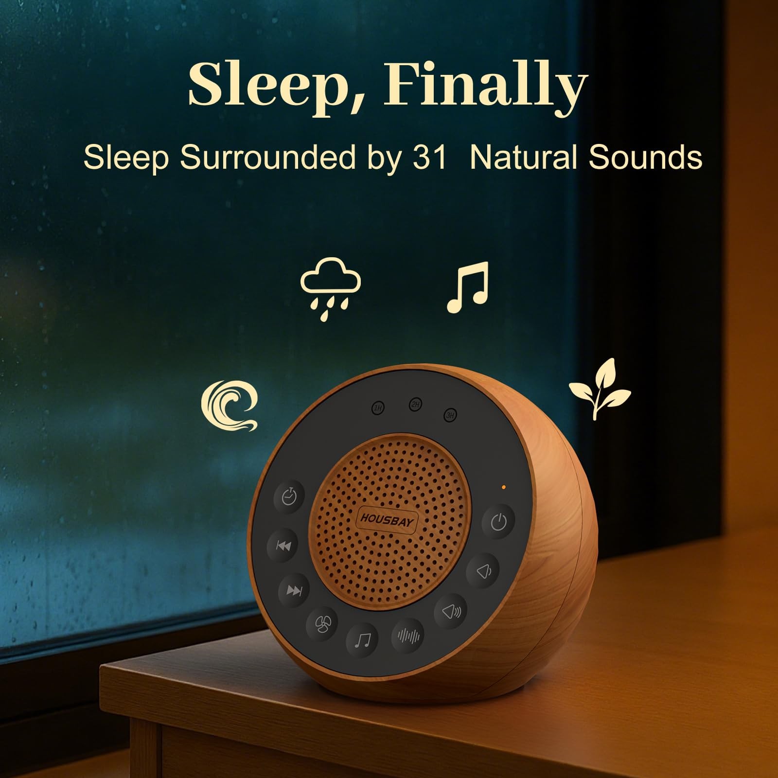 White Noise Machine with 31 Soothing Sounds, 5W Loud Stereo Sound, Auto-Off T…