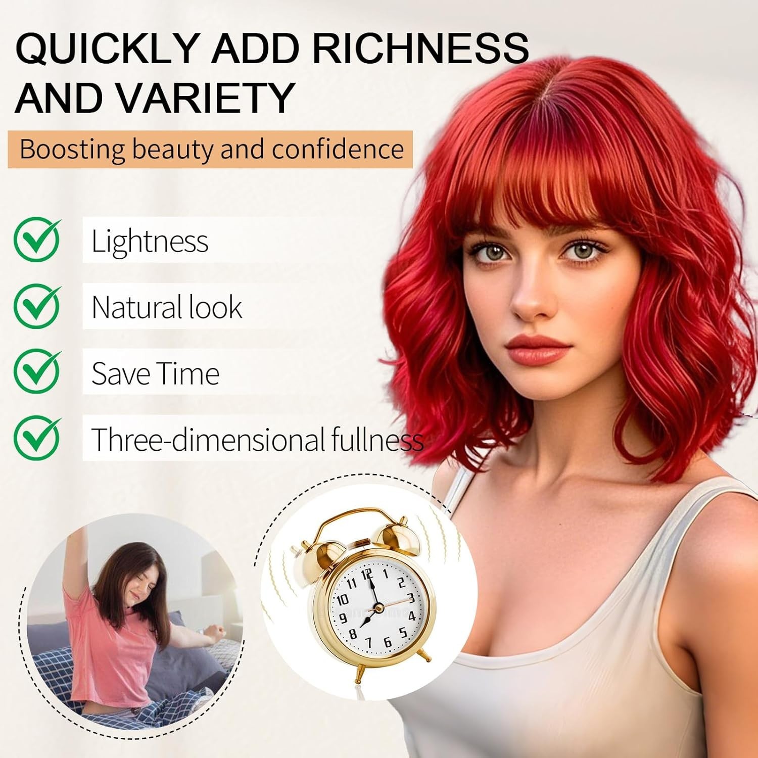 Mixed Blonde Bob Wavy Wigs with Bangs, Short Grey Blonde Bob Wig Loose Wave Synt