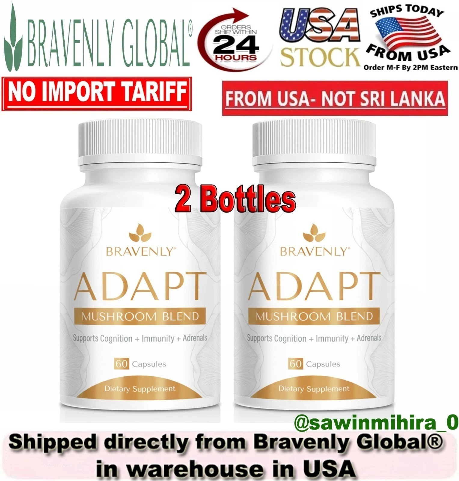 2 BOTTLES Bravenly Global Adapt 120 capsules TOTAL – AUTHENTIC – NEW 🔥🔥