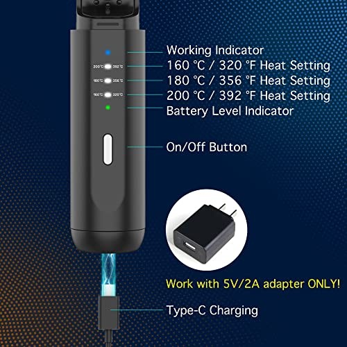 Beard Straightener for Men: Cordless Heated Beard Brush for Men, Black