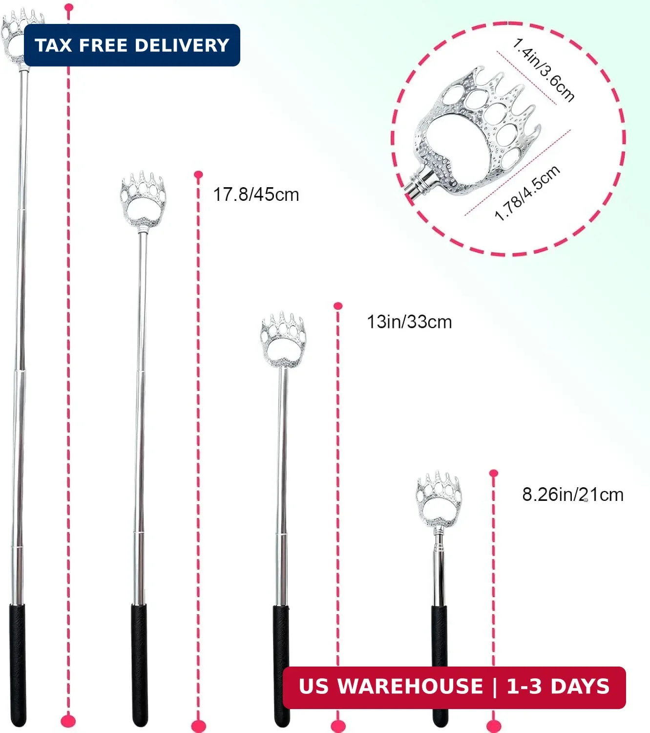 6 Pcs Back Scratcher Extendable,Metal Bear Claws Back Scratchers,Backscratche…