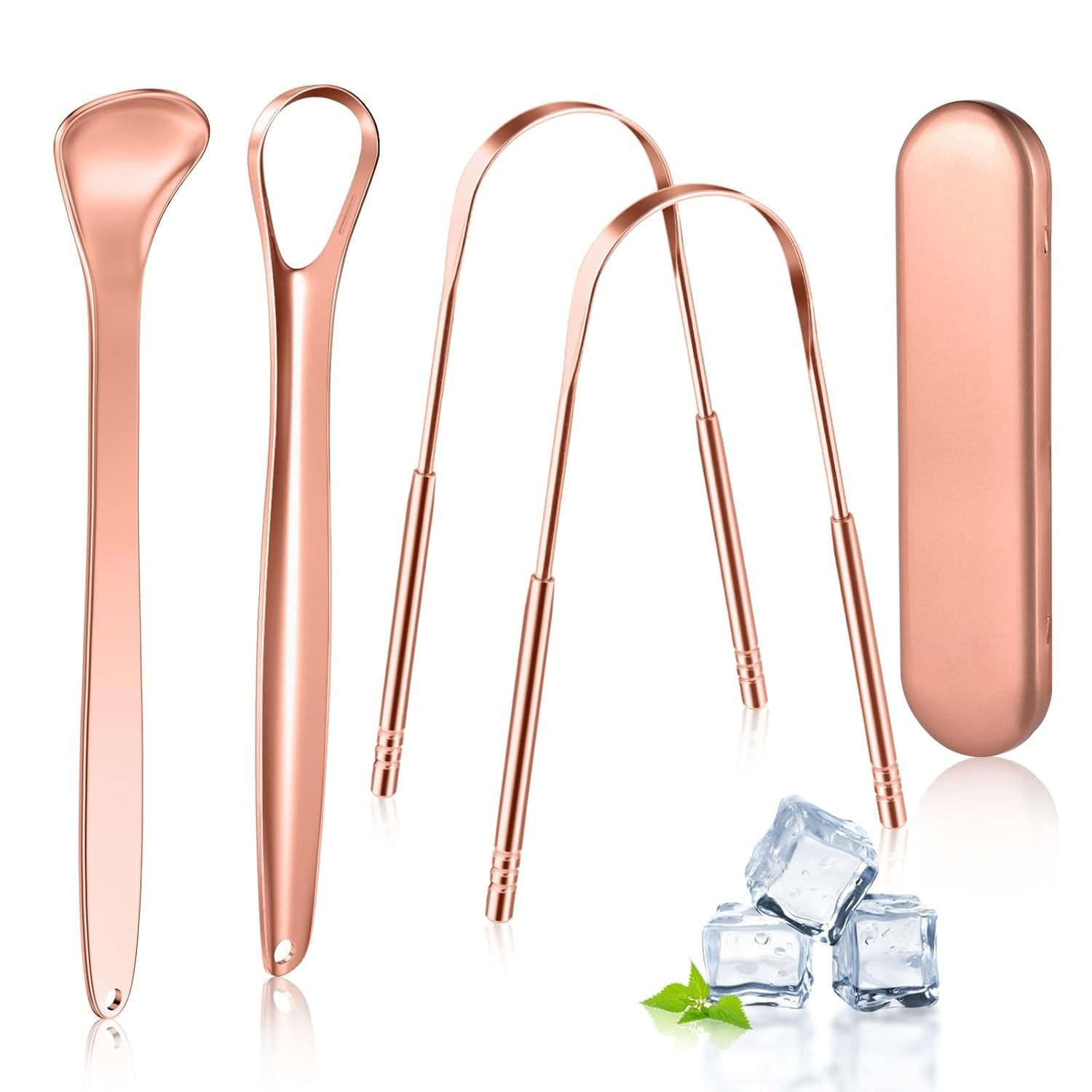 Copper Tongue Scraper, 4Pcs Tongue Scraper with Case Medical Grade for Adults
