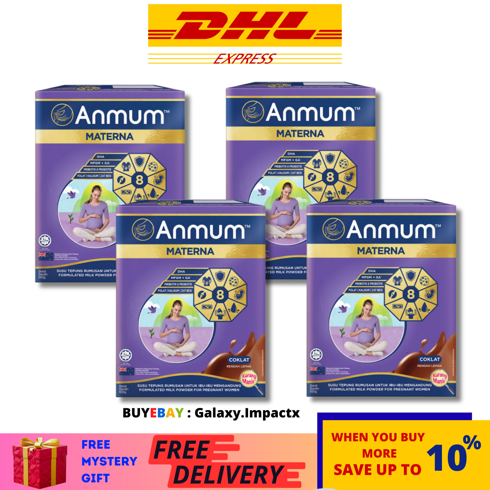 4 X 650g ANMUM Materna Milk For Prenatal Pregnant Women Chocolate Flavor