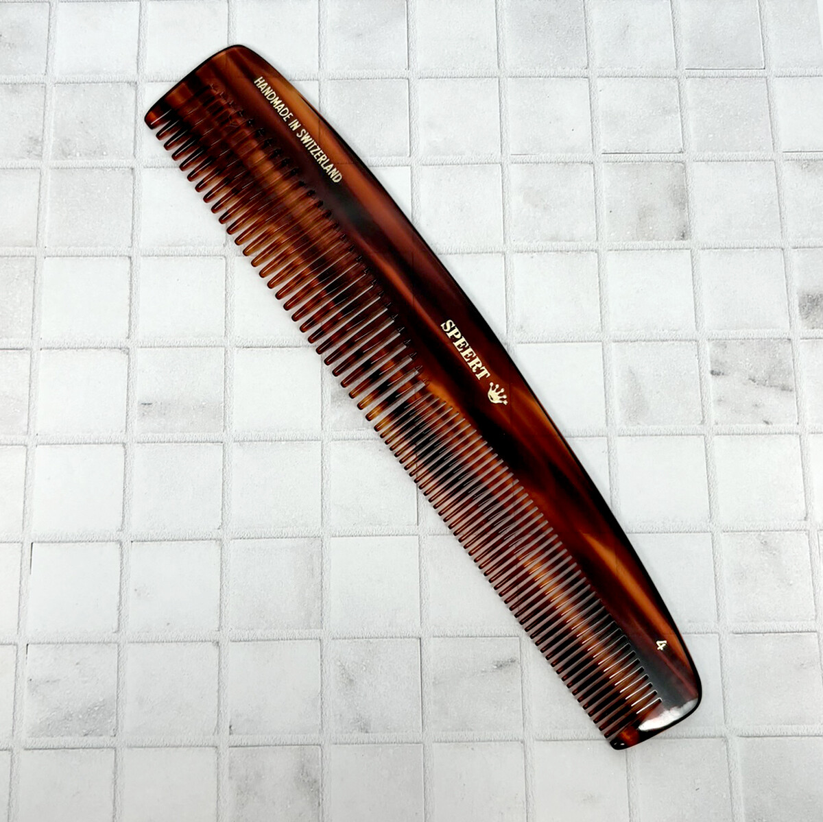Speert Handmade Swiss European Comb #4 8″Inch Tortoise Brown Wide and Fine Tooth