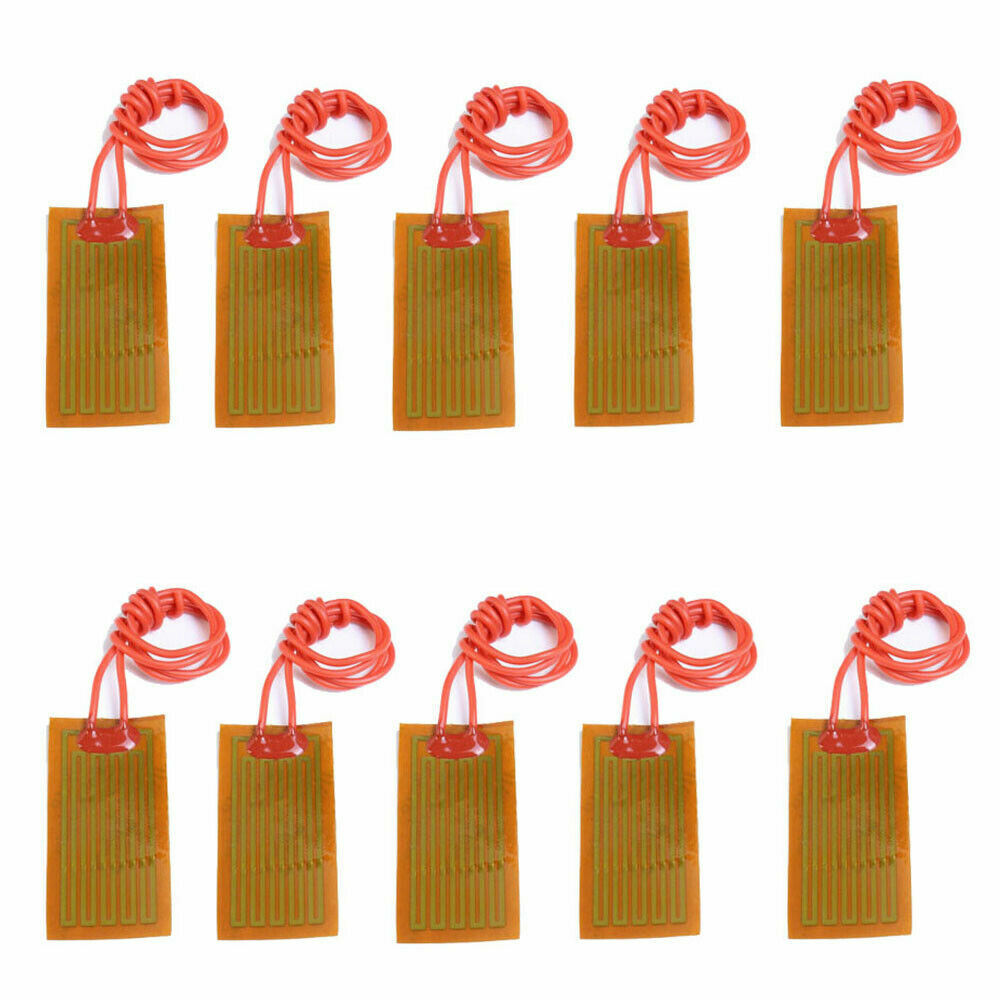 10pcs PI Heating Thin Film Polyimide Adhesive Heater Plate Pad Panel 25x50mm 12V