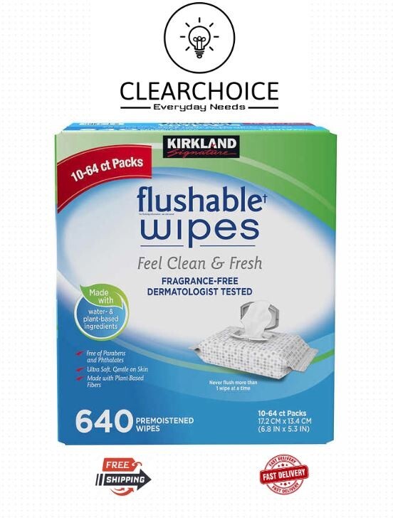 New Kirkland Signaturee Flushable Premoistened Wipes Fragrance-Free, 640 Count🔥