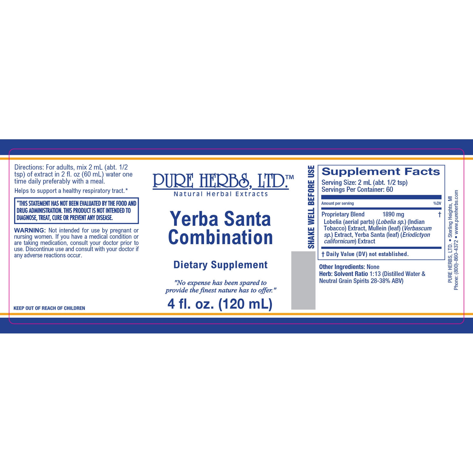 Pure Herbs: Yerba Santa Combination – 4 oz.