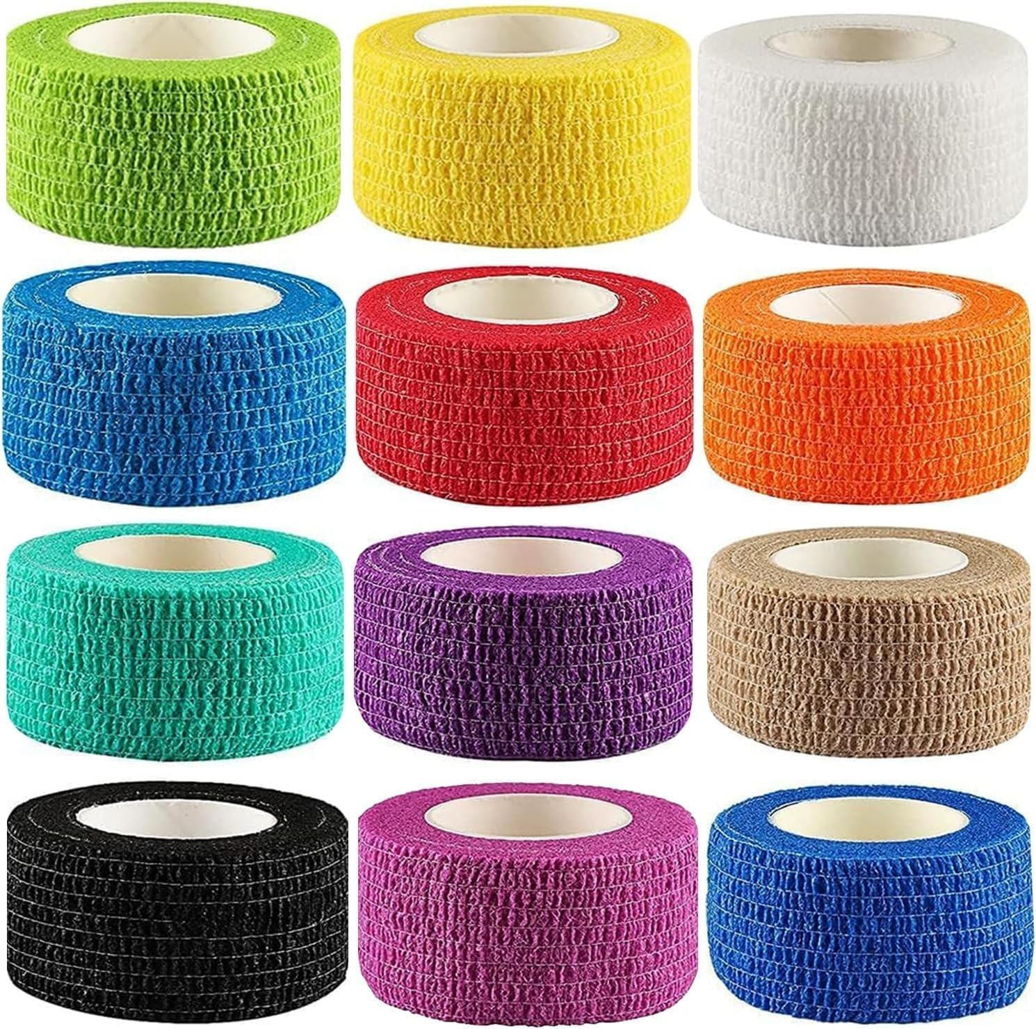 12Pack 1” X 5 Yards Self Adhesive Bandage Wrap Elastic Self Breathable Self