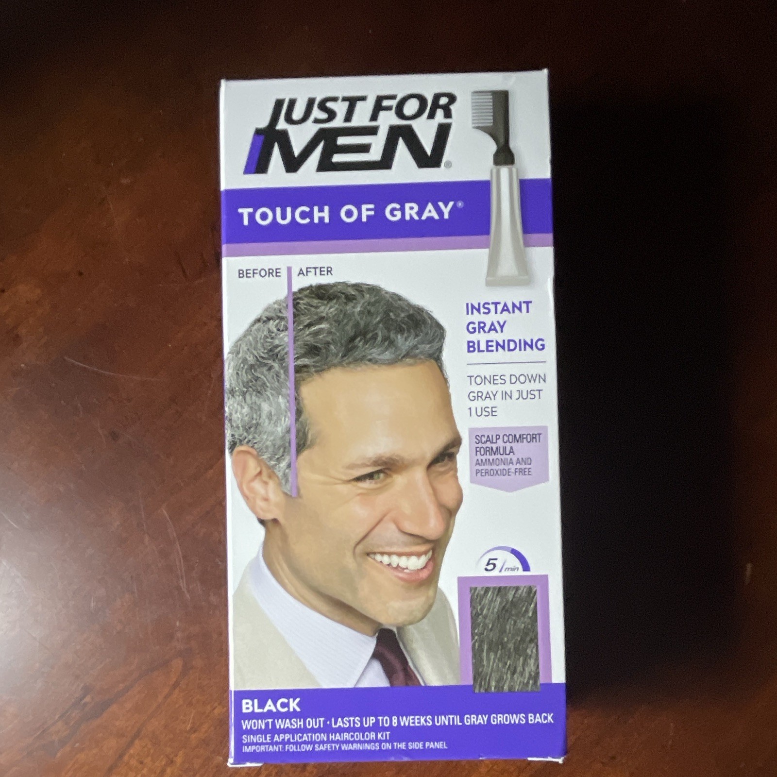 Just For Men Touch of Gray T-55 Black Hair Color Kit Cream 1.2 oz for Men