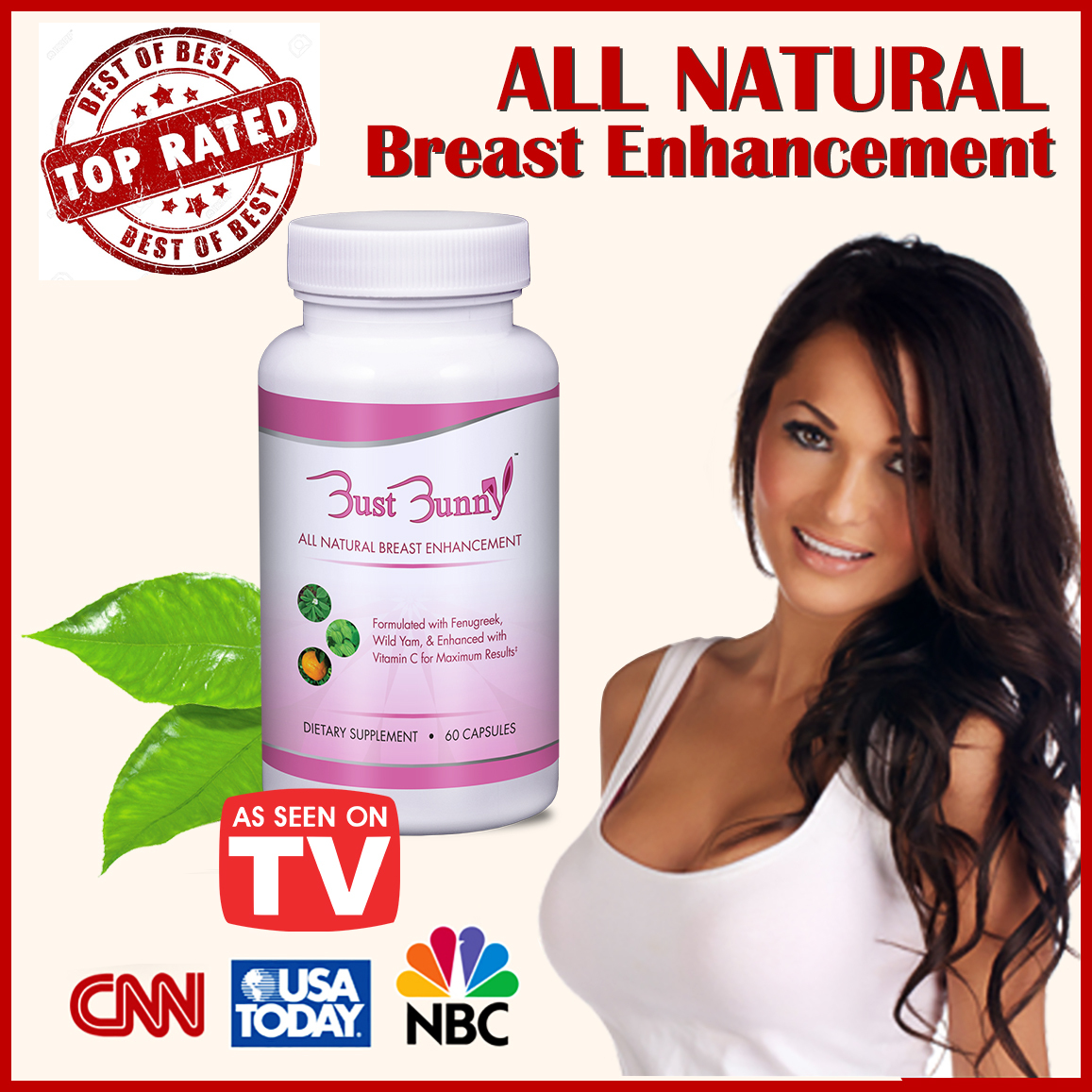 4x (4 month supply) BUST BUNNY Breast Enhancement Pills 60 Capsules Per Bottle