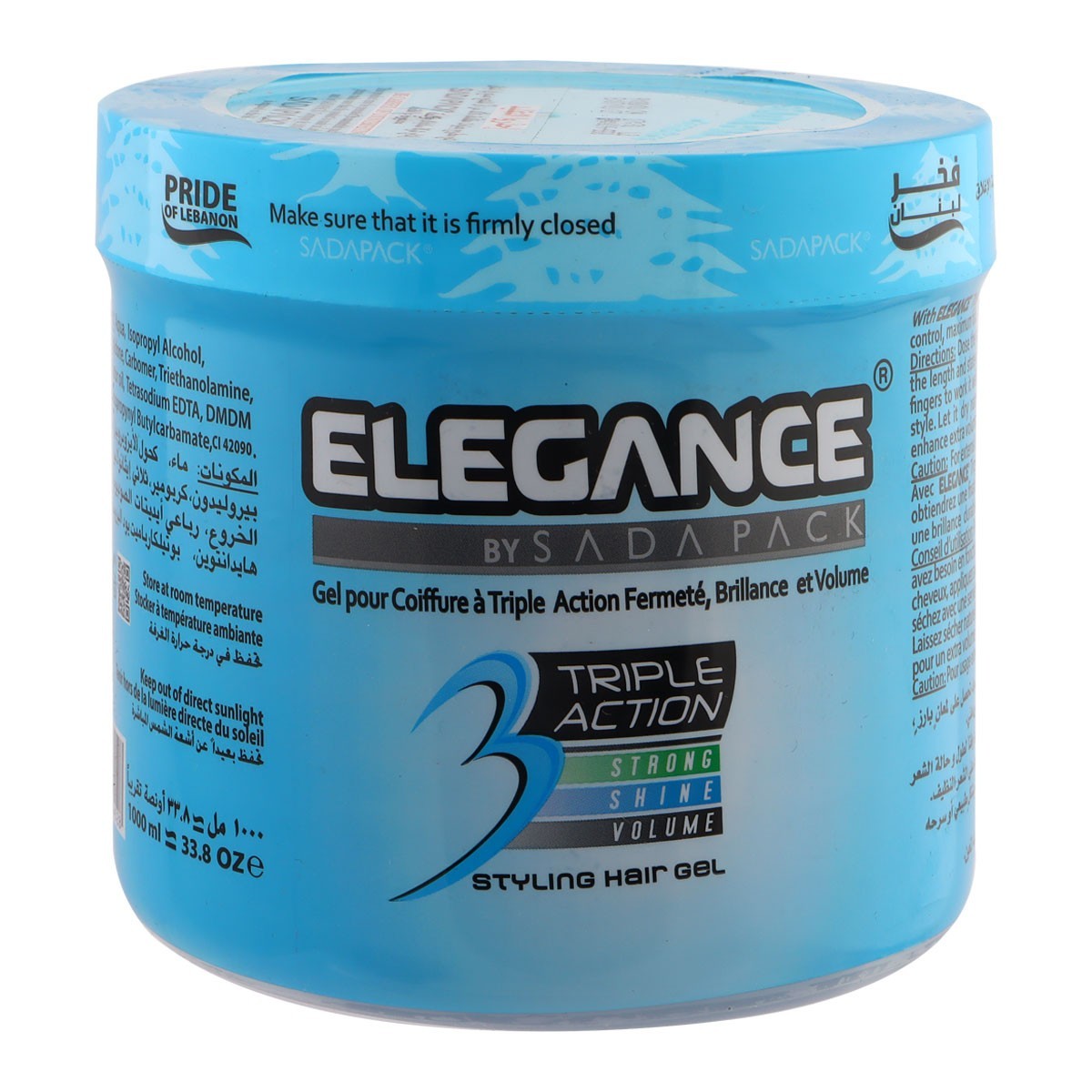 Elegance Sada Pack Triple Action Styling Hair Gel Strong Hold 1000ml Pack X 3⭐