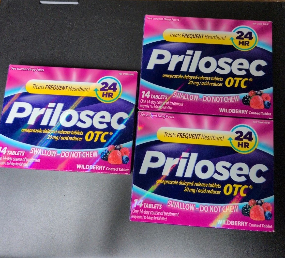 3 PACK Prilosec OTC Omeprazole Delayed Release 20mg Wildberry 14ct 07/2026 $6‼️