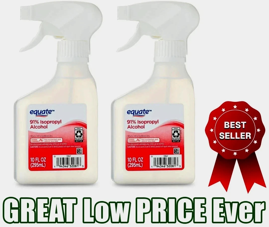 Isopropyl Alcohol First Aid Antiseptic Equate 91%, 10 fl oz(2 PACK)