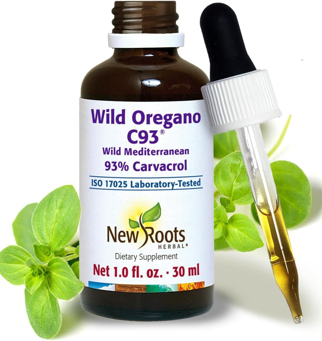New Roots | Wild Oregano Oil Drops, C93 | 93% Carvacrol 1 Fl Oz (Pack of 1)
