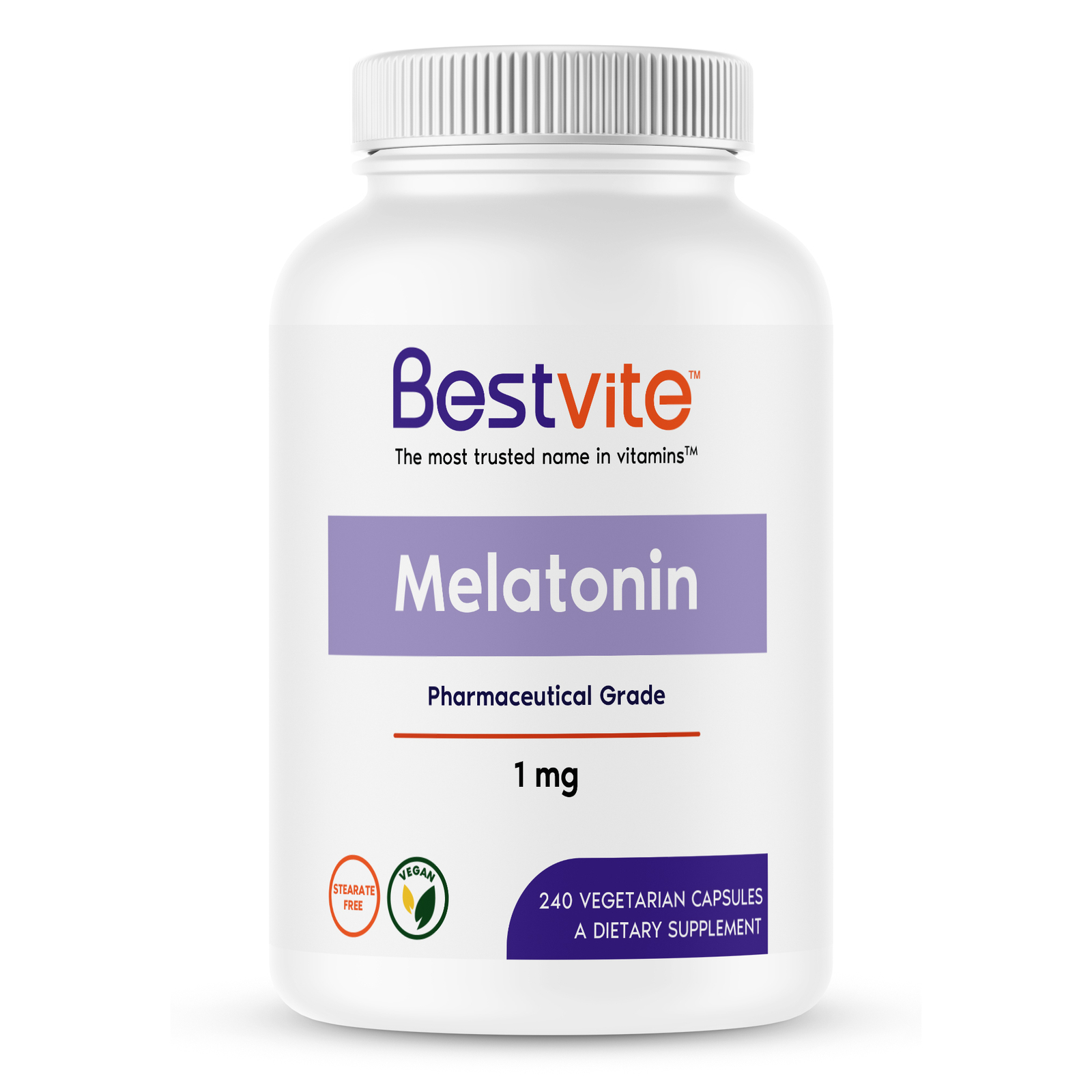Bestvite Melatonin 1 mg (240 Vegetarian Capsules) – No Stearates – Vegan