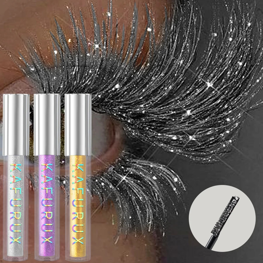 1Pc Diamond Shine Waterproof Volume Curl Mascara Glitter Snow Effect,Smudge-Proo