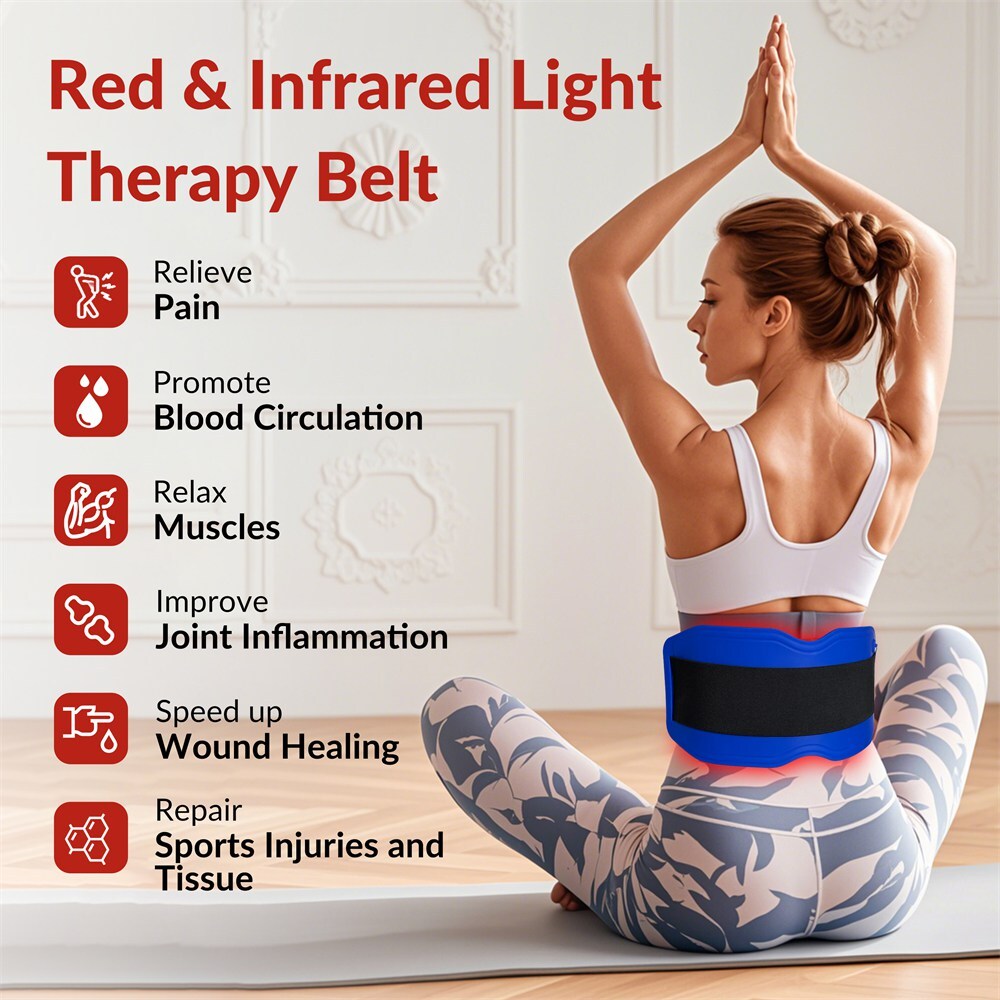 Dawfek 24W LED Red Light Therapy Belt Pad 660/850/940nm Body Wrap for Home Use