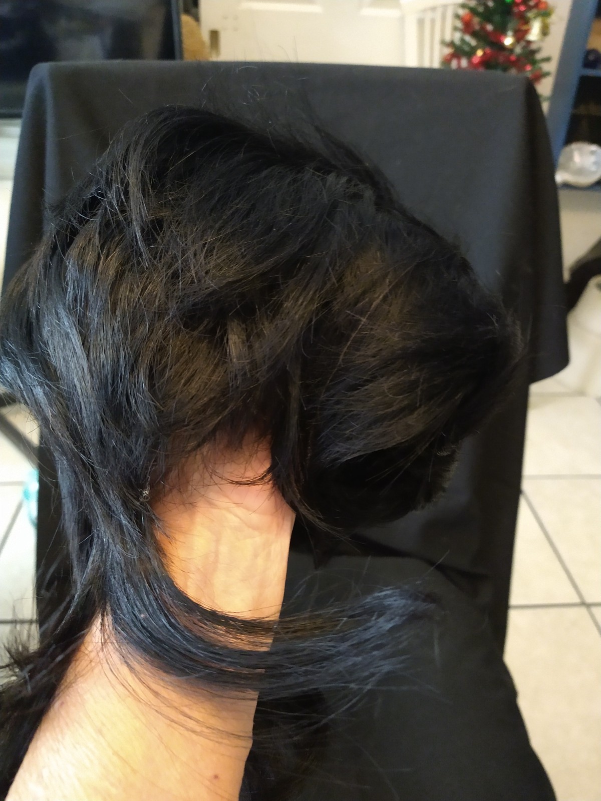 Black Synthetic Layered Straight Clip-In Wig Classic Cap One Size Large