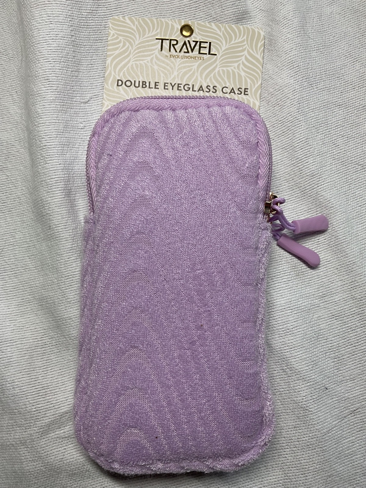 EVOLUTION EYES TRAVEL DOUBLE EYEGLASS CASE LAVENDER 7 x 3 100% POLYESTER NWT