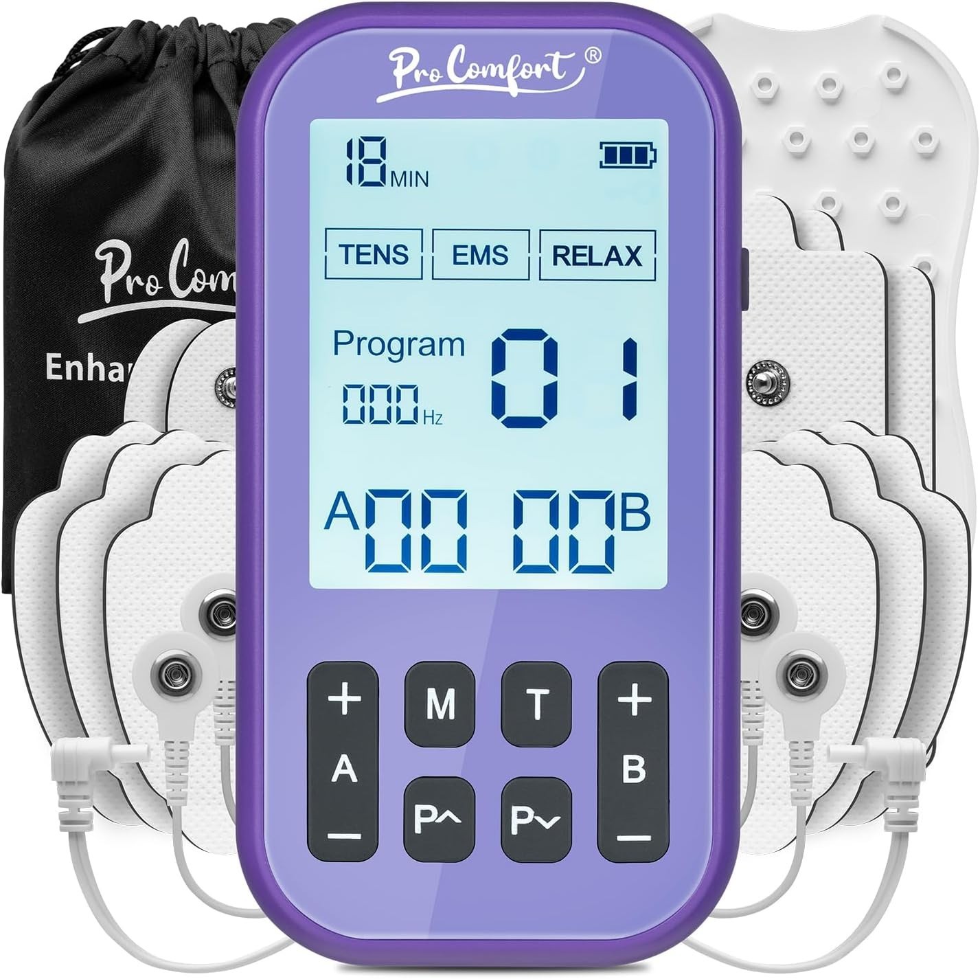 3-in-1 TENS EMS Muscle Stimulator Rechargeable Massager 10 Pads 60 Modes
