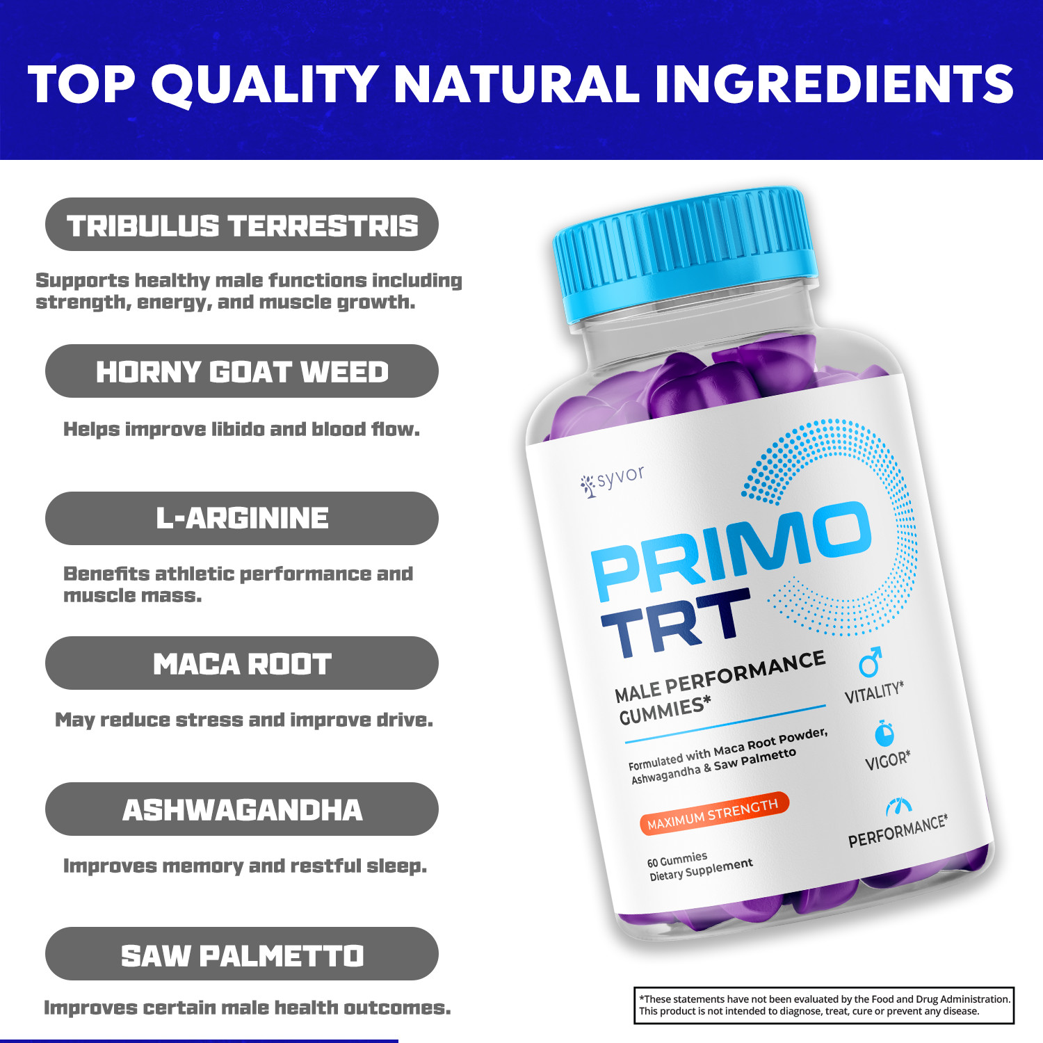 Primo TRT Men’s Gummies Advanced Pro Formula Chewable Supplement 300 Gummies
