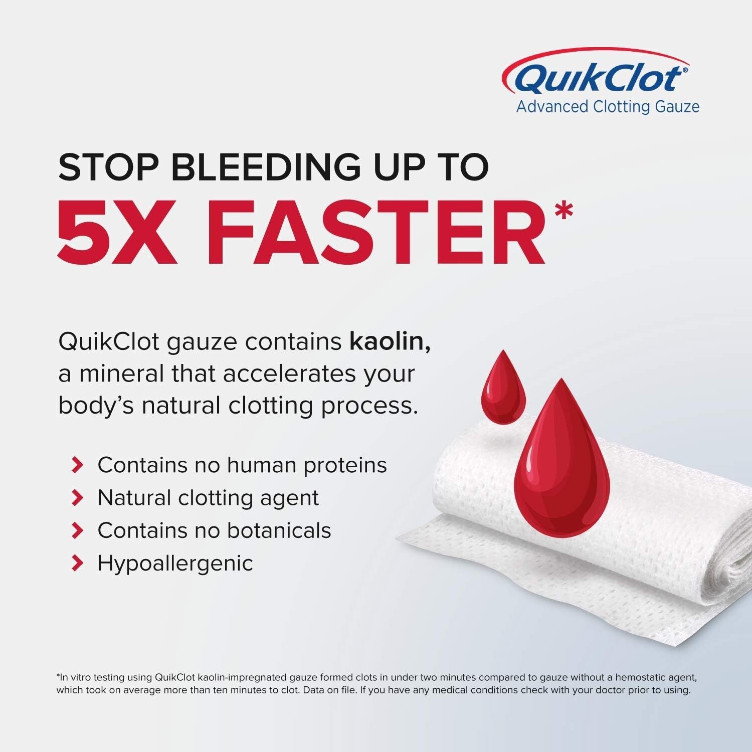 QuikClot Advanced Clotting Gauze – 3 x 48 in 3″ in x 4 ft Adventure Medical Kits