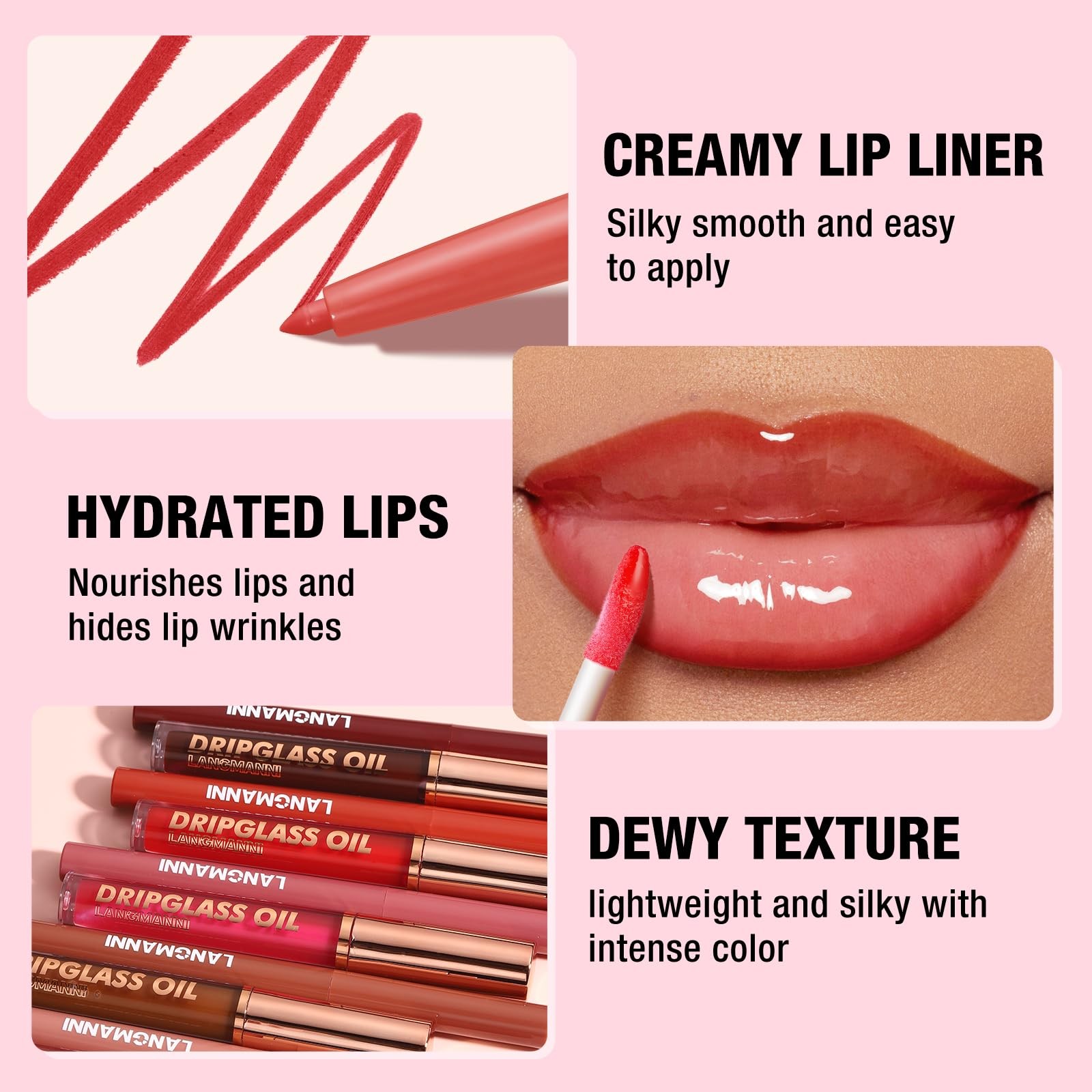 LANGMANNI 6 Matte Lip Liner With 6 Nourishing 0.03 Fl Oz (Pack of 12), #A