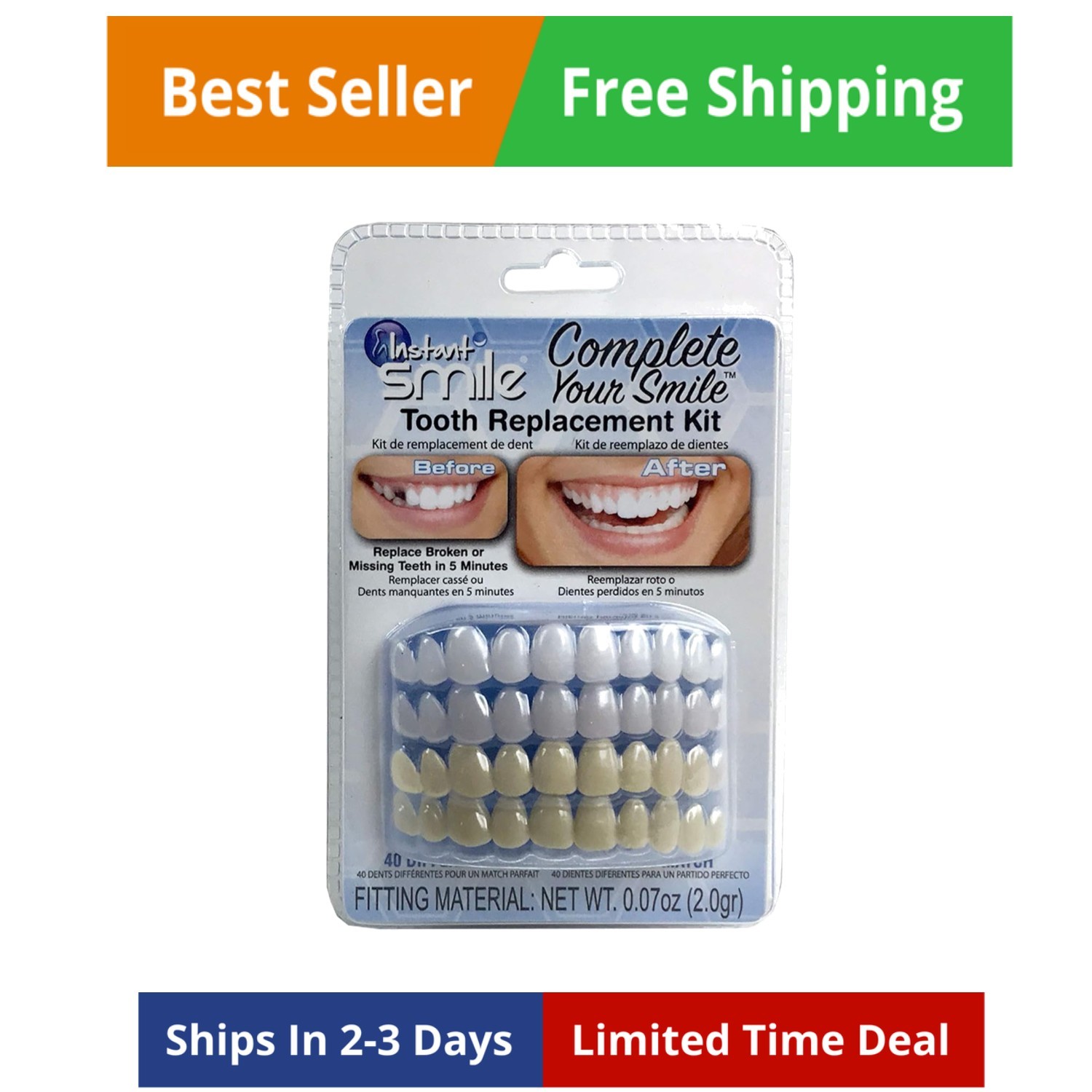 Complete Your Smile Temporary Tooth Replacement Kit – Replace a Missing Tooth…