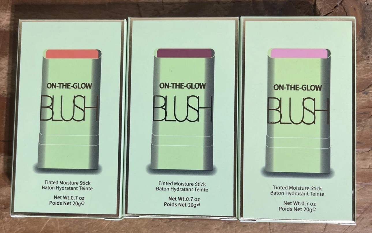 On-The-Glow Blush Tinted Moisture Stick Pink Red Orange .7 oz Each NEW