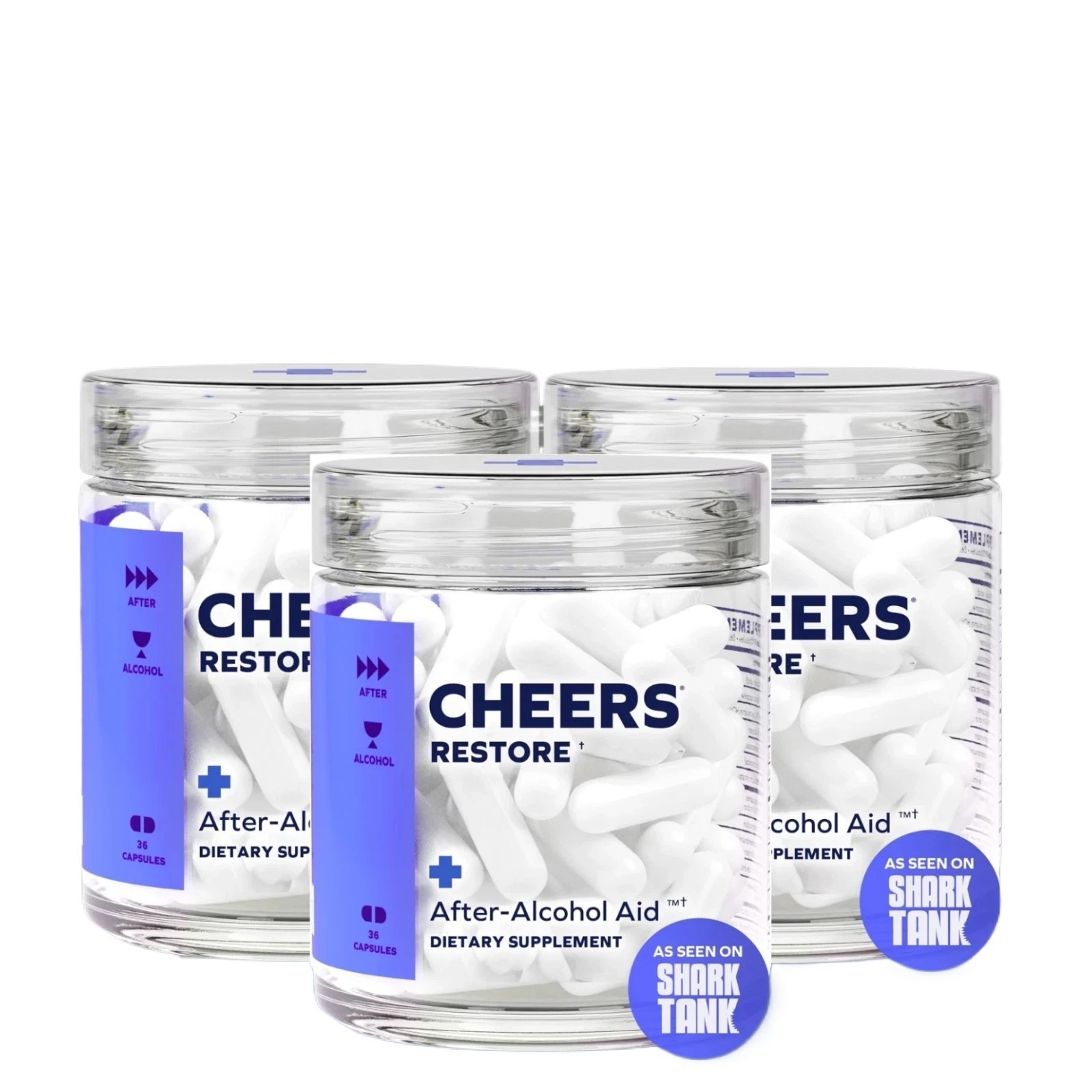 3 Cheers Bottles Restore Vitamin w/ DHM + L-Cysteine – After-Alcohol Aid